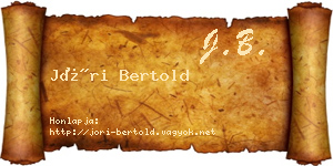 Jóri Bertold névjegykártya
